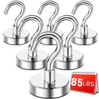 DIYMAG Magnetic Hooks,85lbs Heavy Duty Magnets with Hook Silver 6 Pack