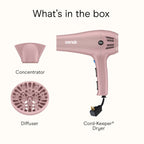 Conair Hair Dryer with Diffuser & Concentrator, 1875W, Matte Light Pink