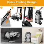 HAPPAWS Dog Stroller with 2 Detachable Carrier, Pet Stroller for Small Medium Dogs Cats, Jogger/Travel/Camping, 4-in-1 Doggy Pet Carrier, Carrier Strolling Cart with Lockable Wheels (Gray)