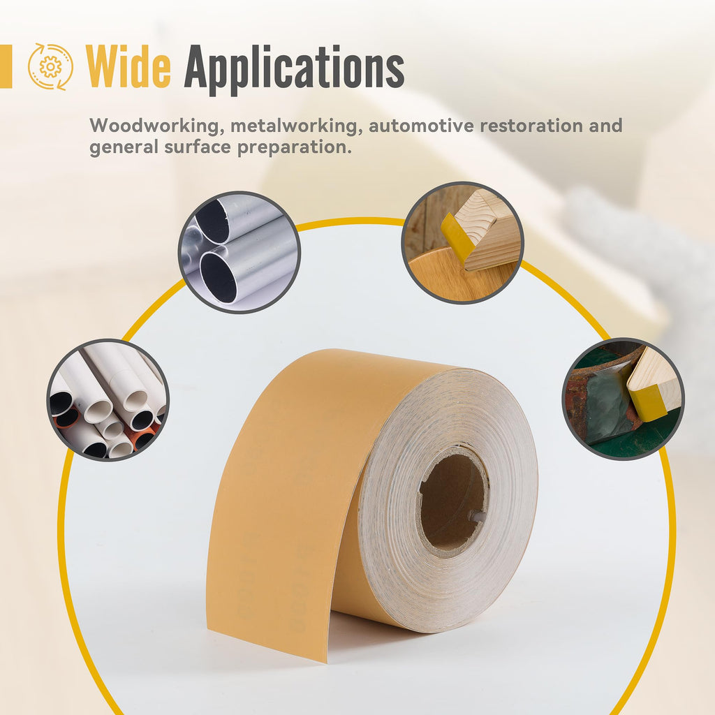 MIDO PROFESSIONAL ABRASIVE 1000 Grit Sandpaper Roll 20 Yard x 2-3/4” Wide PSA Longboard Sandpaper with Adhesive Backing Sand Paper for Woodworking,Automotive,Sanding Blocks