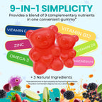 Zeolite Kids Gummies, Zeolite Detox for Kids with Zeolite, Omega-3, Elderberry, Vitamin C, Vitamin D3, Zinc, B12, for Energy, Focus, Digestive, Immune, Sugar Free (Mixed Berry Flavor-60 Gummies)