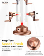 iBorn Bird Feeders for Outdoors 14" 6 Ports Chew-Resistant, Copper, 1PK