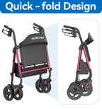 HOMLAND Bariatric Walkers for Seniors, 500lb Heavy Duty Rollator Walker with Extra Wide Padded Seat, 8” All Terrain Foldable Rolling Walker with Dual-Height Adjustable