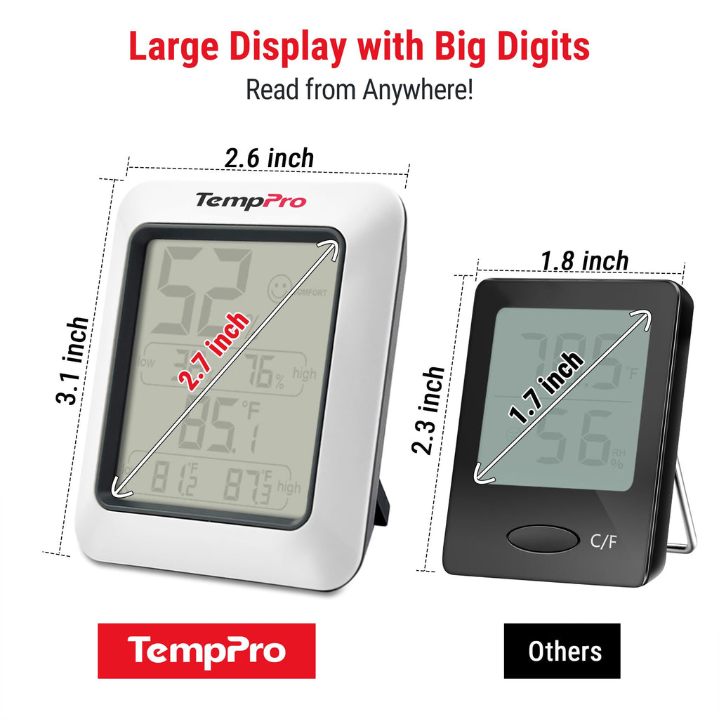 TempPro TP50 2 Pieces Digital Hygrometer Indoor Thermometer Room Thermometer and Humidity Gauge with Temperature Humidity Monitor(Previously ThermoPro)