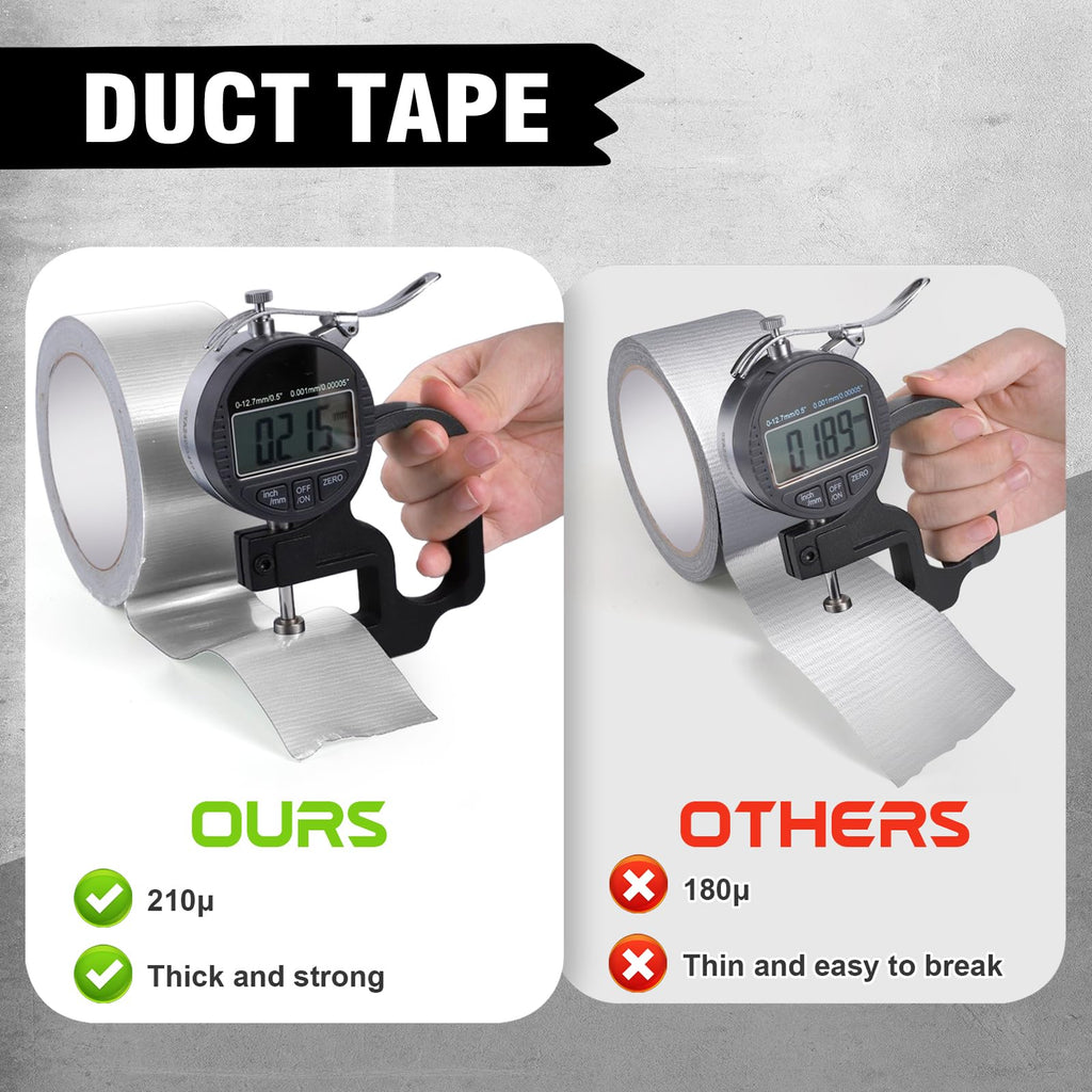 Fyguard 3 Pack Silver Duct Tape 1.89In × 132Yd Total Heavy Duty Waterproof Tape, 8.26Mil Adhesive Repair Duct Tape for Indoor Outdoor Repair Fixation Reinforcement