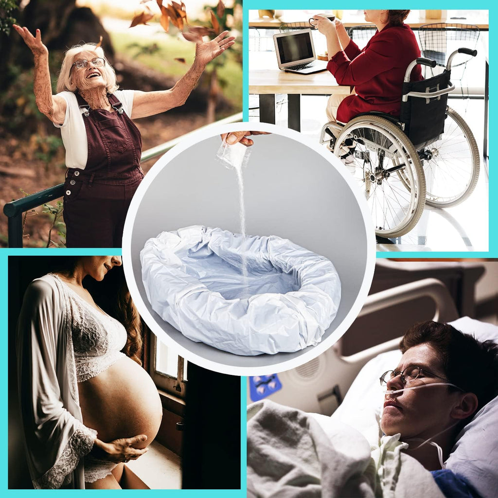 Bedpan Set with 30 Absorbent Pads Gel and 30 Disposable Liners, Bed Pan for Elderly Females Women, Bedpan with Liners for Men Male
