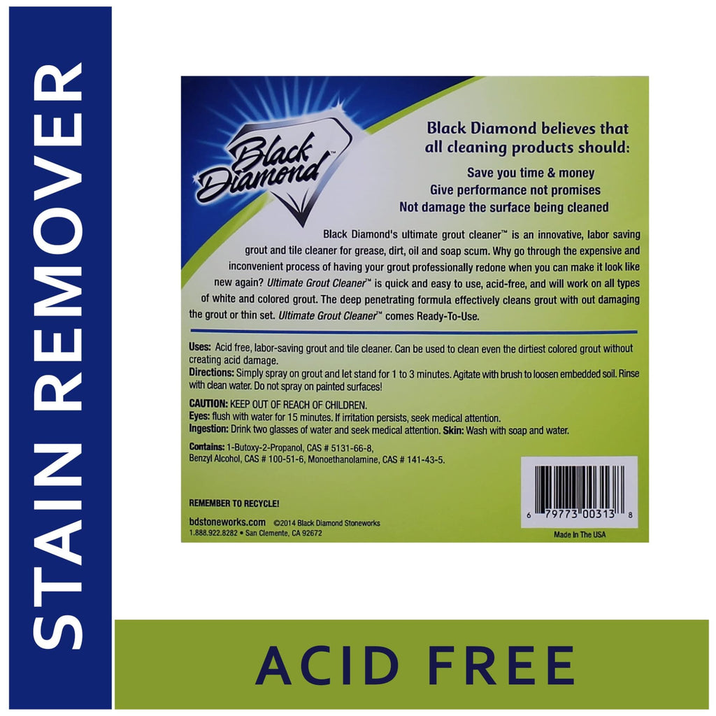 Black Diamond Stoneworks Ultimate Grout Cleaner for Tile Floors — Acid-Free Deep Cleaner Removes Grease, Dirt & Soap Scum Without Damaging Grout — Safe for Marble and All Natural Stone (4-Gallons)