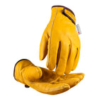 toolant 2 Pairs Winter Leather Work Gloves, Warm Thinsulate Lining for Cold Weather Work, 100% Full Grain Cowhide with Abrasion and Puncture Resistance, Size Medium