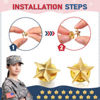 Fumete 100 Pcs Gold Star Lapel Pins, Independence Day Star Pins, Military Award Labor Day Brooches for Backpacks Hats 4th of July Costume Decoration