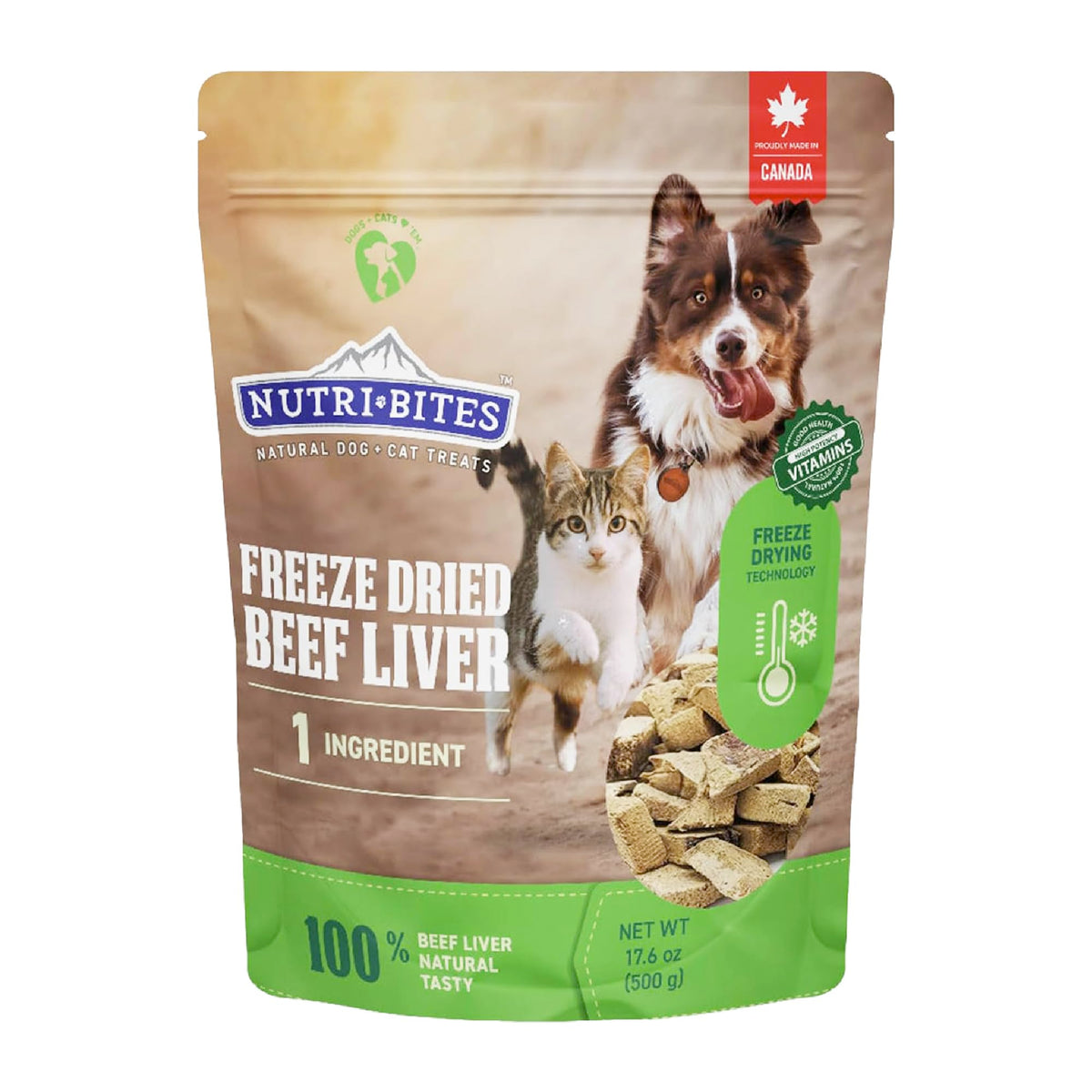 Nutri Bites Freeze Dried Beef Liver Dog & Cat Treats, Single Ingredient