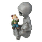 BELLA HAUS DESIGN Andre' & Fritz Friendship Stories Alien and Gnome Garden Statue | Poly-Resin 6.5" h x 4" w x 3.5" d Outdoor Décor (Stories - Garden Statue)