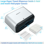 DUTYWORKS Paper Towel Dispenser Wall Mount, Multifold Paper Towel Holder Adhesive Hand Towel Dispenser for Bathroom Kitchen Commercial, Silver