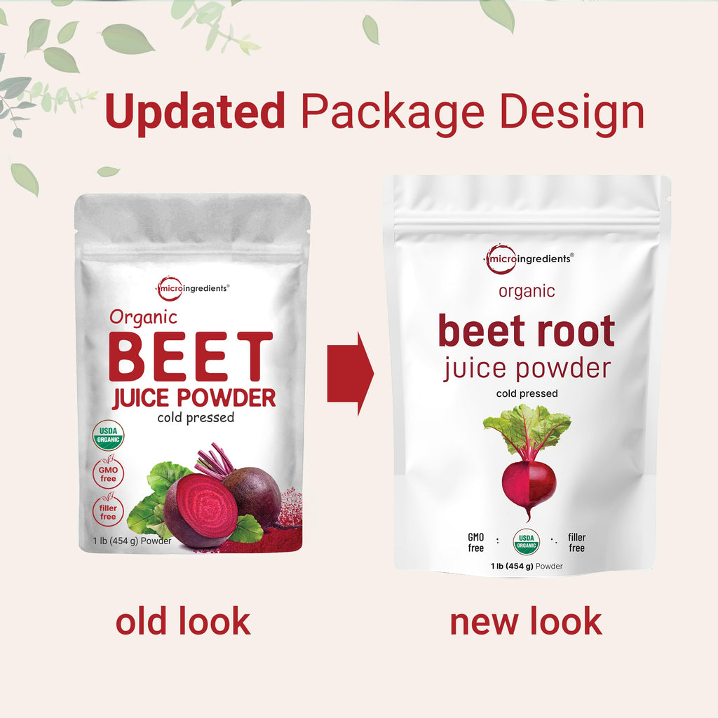 Micro Ingredients Organic Beet Root Juice Powder, 1 Pound | Cold Pressed, Water Soluble, High Concentrated Raw Beet Supplement | Superfood Drink Mix | Non-GMO, Vegan Friendly, Plant Based