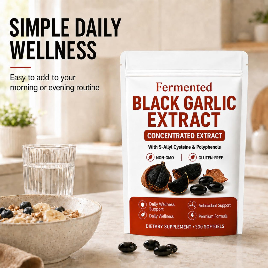 Lanural Fermented Black Garlic Extract, Daily Supplement, 300 Capsules