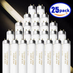 Konideke 25 Pack F32T8/841 Fluorescent Tube 48 Inch, T8 Fluorescent Light Bulb 4 Foot 32 Watt 4100K Cool White 2600 Lumens G13 Base