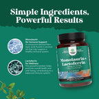 High Strength Lactoferrin & Monolaurin Supplement - Microbiome Digestive Health Immune Support Supplement - 250mg Lactoferrin and Monolaurin 1000mg Capsules - Vegetarian 180 Count (Pack of 1)