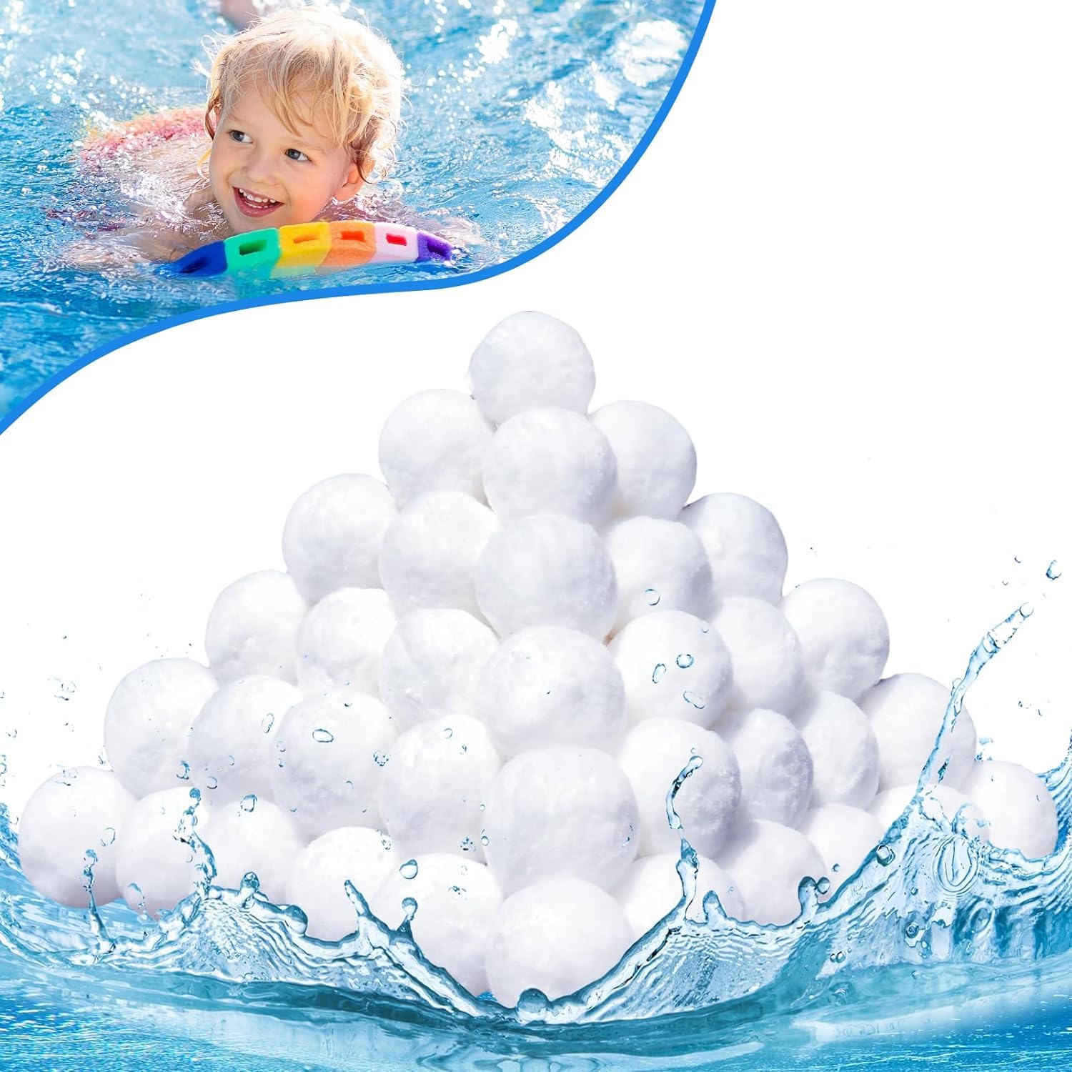 3.1 Lbs Pool Filter Balls, Eco-Friendly Filter Balls for Swimming Pool Sand Filters, Lightweight and Reusable Fiber Ball, Replace 100 lbs Pool Filter Sand
