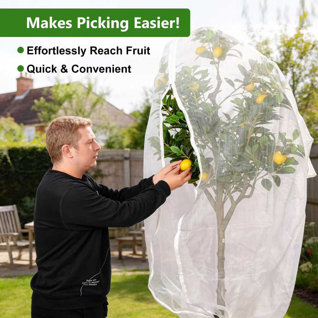 Jevrench 2-Pack 4 x 6 ft Garden Netting Bags with Zipper and Drawstring