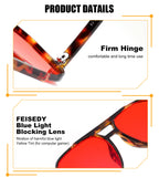 FEISEDY Sleep Blue Light Blocking Glasses for for Woman Men 99.9% Anti Blue Light Computer Gaming Red Lens Eyeglasses Reduce Eyestrain G2835