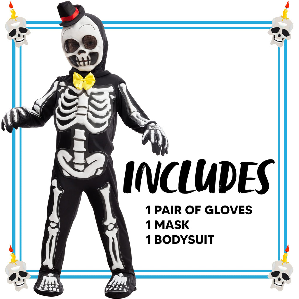 Spooktacular Creations Glows in the Dark Skeleton Costume for Boys, Halloween Skeleton Costume, Bone Jumpsuit for Kids
