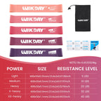 WIKDAY Resistance Bands for Working Out Exercise Loop Bands Workout Bands Set for Men Women Body Stretching, Training, Home Workout, Physical Therapy, Booty Legs, Set of 5 (Pink)
