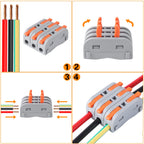 XHF 60 Pcs Yellow Conductor Compact Connectors Lever Nuts, Electrical Wire Terminals for Any Circuit Inline Splices 28-12 AWG (SPL-1)