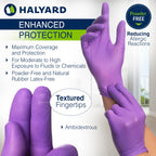 HALYARD PURPLE NITRILE Gloves Powder Free Disposable Medical Exam Gloves Dental Chemo Protection 5.9 mil 9.5 In Cuff Small Size 55081 (1 Box 100)