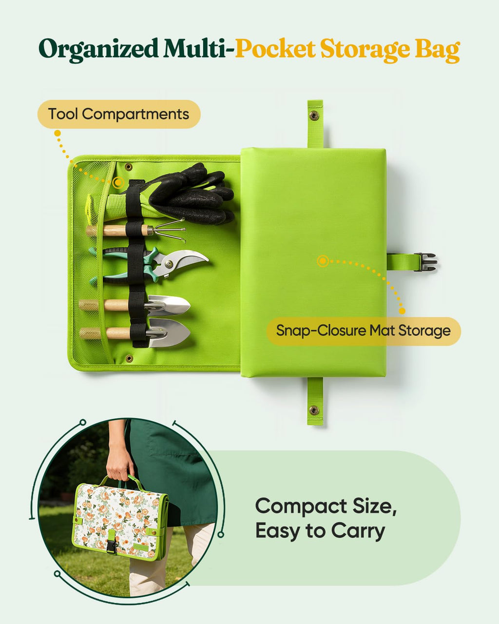 Grenebo 7-Piece Garden Tool Set with Plant Repotting Mat