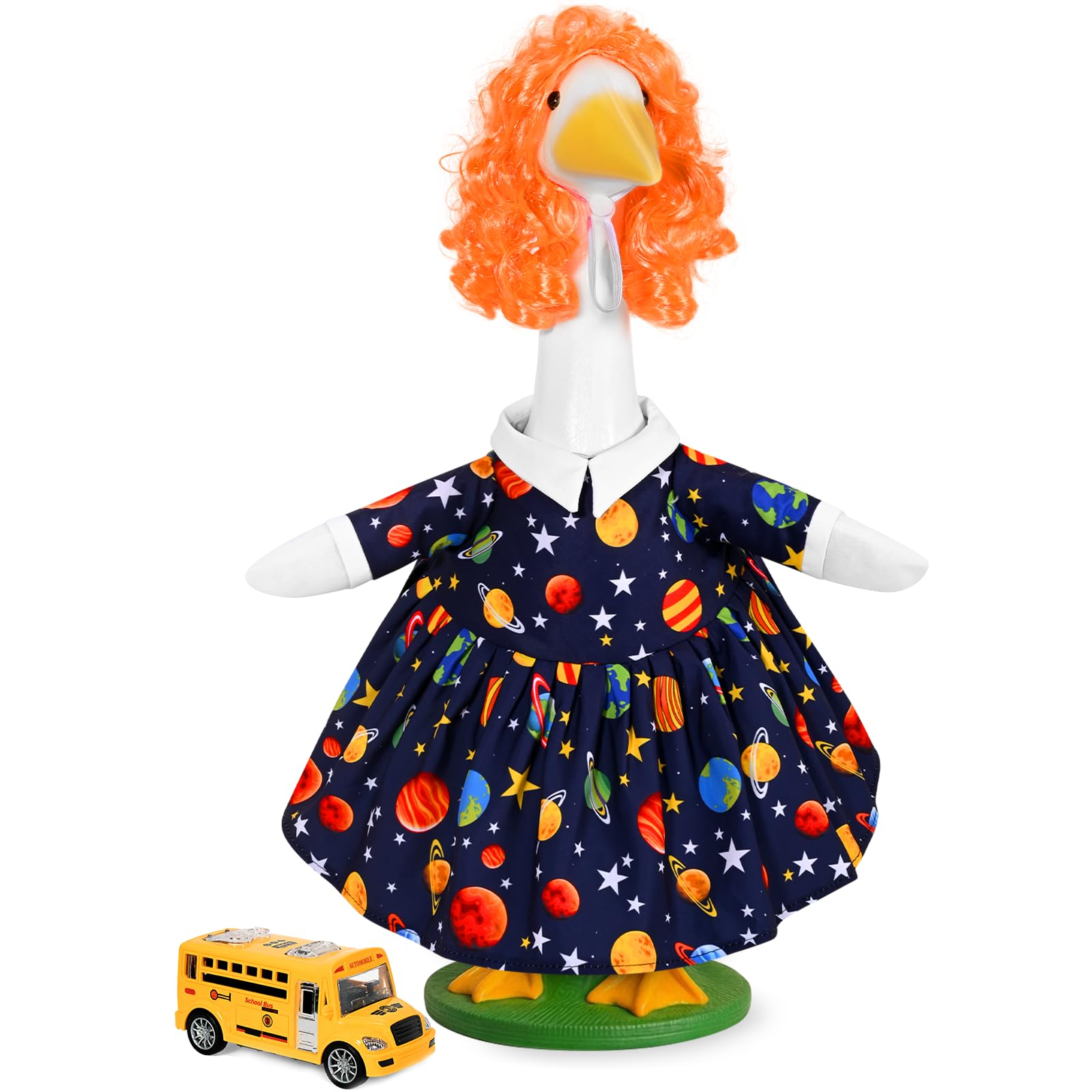 JcHrmers Back to School Porch Goose Outfits Teacher Goose Outfits Halloween Lawn Goose Clothes Fits 23" Cement Plastic Goose Statue for School Classroom Outdoor Garden Lawn Yard Patio Decor