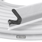 40FT Kerf V‑Shaped Weather Stripping Door Seal, Press‑in Seal for Pre‑Cut Slot Doors, Not Self‑Adhesive, Soundproof Draft Blocker for Exterior Front Doors, Fits Large Gaps, Easy DIY Install (White)