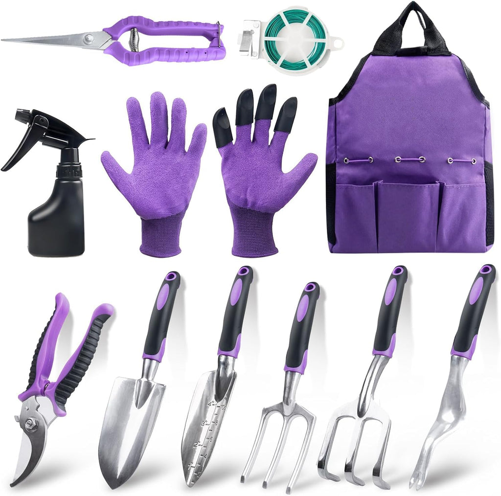 Covacure Gardening Tool Set, 11 Pcs Heavy Duty Aluminum Alloy Garden Tools