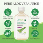 AloeCure USDA Organic Aloe Vera Juice Grape Flavor, Made Within 12 Hours of Harvest - Pure Aloe Vera Digestive & Immune Health Supplement, Helps Maintain Balanced Stomach Acidity, 16.7oz x 2 Btls