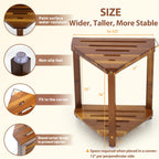 IBosins 16in Shower Foot Rest Corner Shower Stool for Shaving Legs with Storage Shelf Small Bench for Inside Shower to Sit on Bath Seat - Acacia Wood