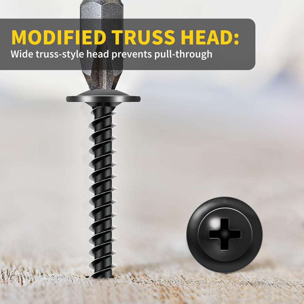 Wood Screws 2 Inch, 50 PCS FIXLINK Premium Truss Head Phillips Silver Wood Screws, Self Tapping Zinc Plated Modified Fast Truss Head Wood Screw Used in Indoor Furniture, Woodworking (#8 x 2)