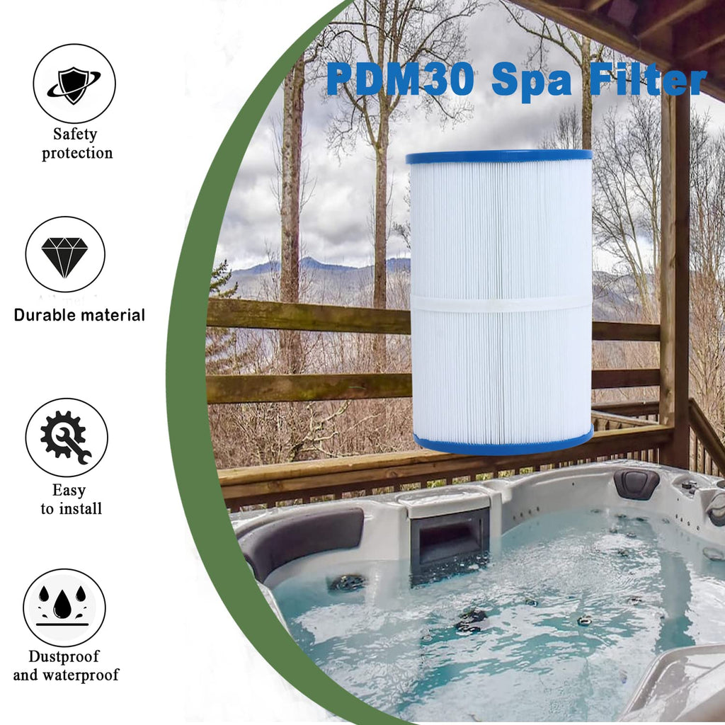 Ketofa PDM30 Spa Filter, Replacement Cartridge Oval Filter Compatible with Pleatco PDM30 Dream Maker Filbur FC9940 Hot Tubs Other 461269, 30 sq.ft - 2 Packs