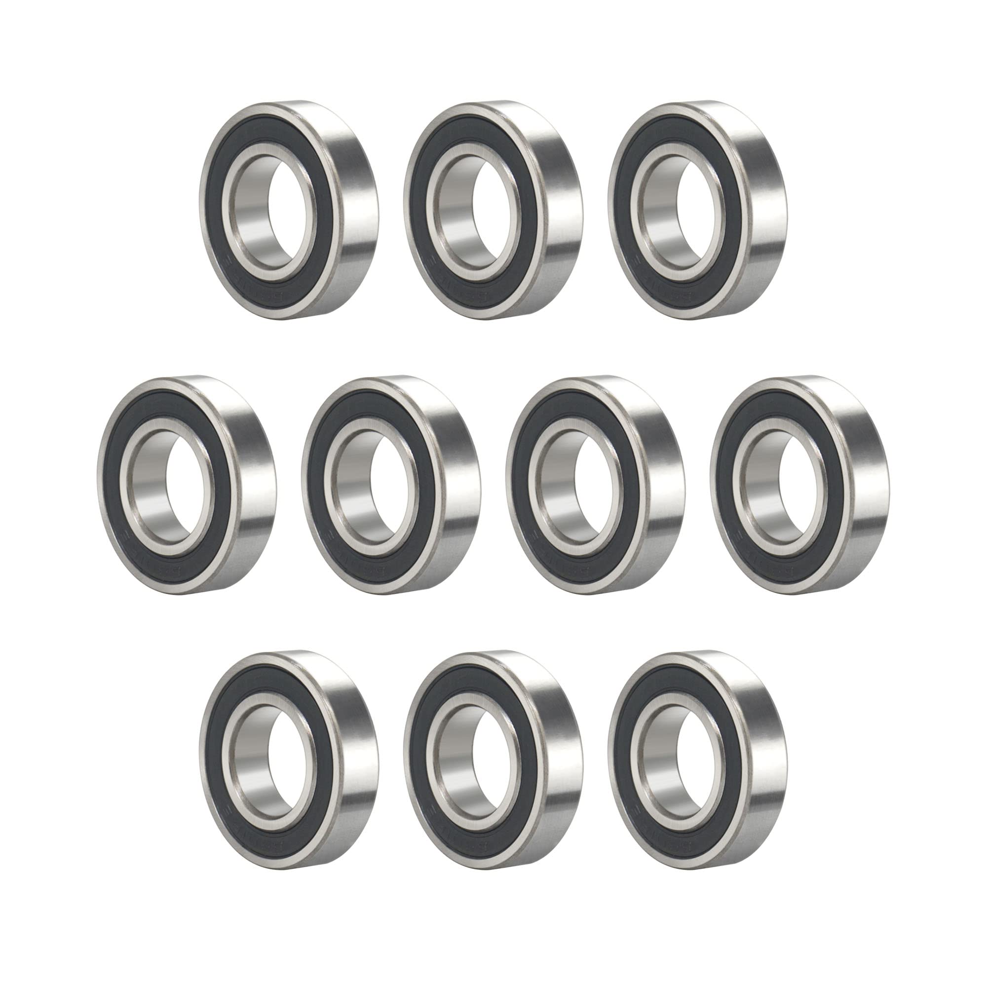 FOCMKEAS R10-2RS 10 PCS Deep Groove Ball Bearing ID 5/8"×OD 1-3/8 "×Width 11/32" Double Black Rubber Shielded Ball Bearing Chrome Steel P0 Z2 Bearing for Industrial Machine,Power Tools