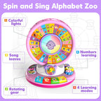 Learning Toy for 1 2 3 Year Old Girls, Spin and Sing Alphabet Zoo with Sounds, Interactive Educational Toys for Toddlers 1-3, Christmas 1st Birthday Gifts for Baby Girls Boys 9-12-18 Months