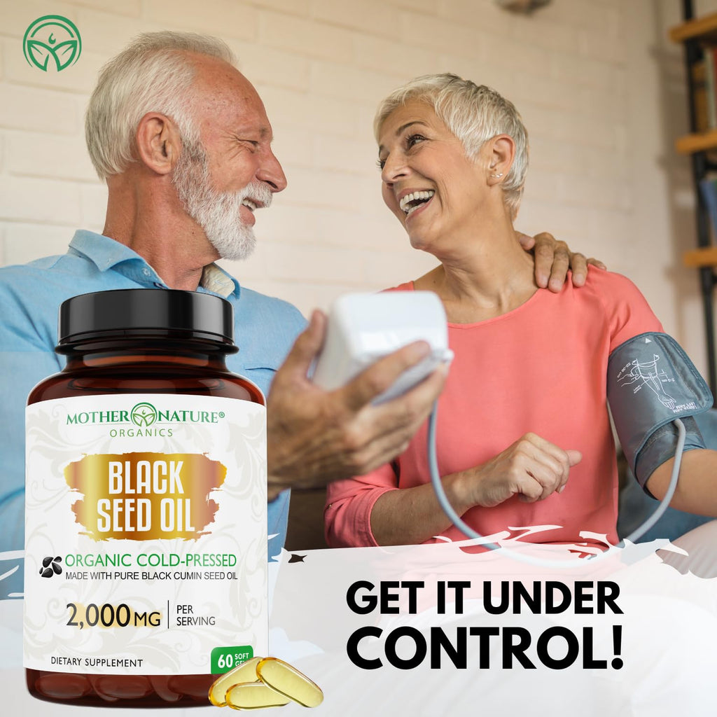 Black Seed Oil Capsules – Organic Cold Pressed Black Cumin Oil, High TQ Nigella Sativa, 1000mg per Capsule, 3 Month Supply - 180 Softgels