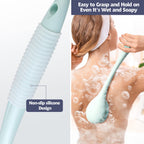 BEDELITE Back Scrubber for Shower - Long Handle Bath Brush (16.4 inches) with Soft Bristles, Exfoliating Body Brush for Men & Women(Blue)