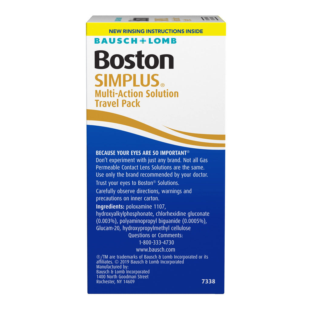 Boston SIMPLUS Multi-Action Solution Travel Kit and Lens Case - from Bausch + Lomb, 1 fl oz (30 mL), Contact Lens Case Included (Pack of 3)