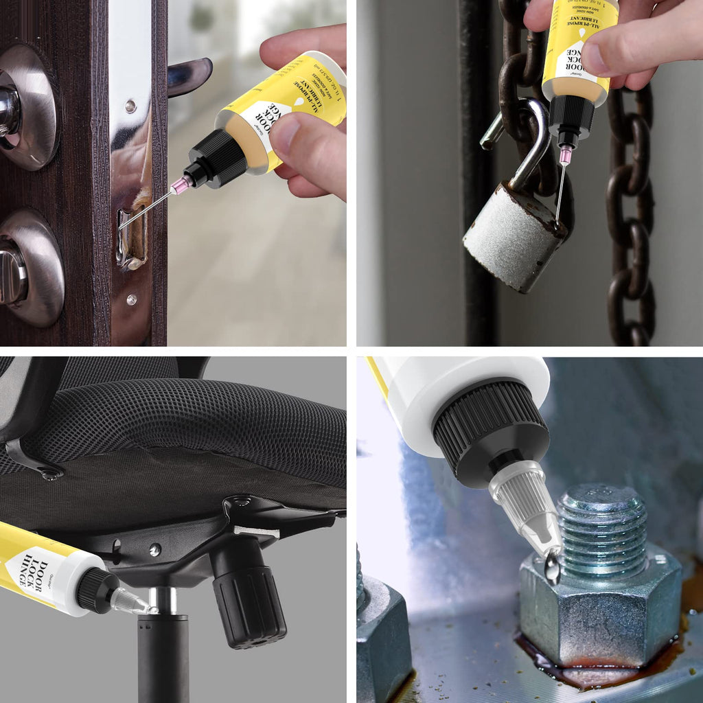 Qucship Door Hinge Lubricant kit, 4oz+1oz Needle Combo for Door,Lock,Bike