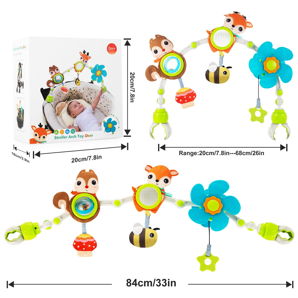 Lynncare Adjustable Arch Bassinet Toys for Infant & Toddlers, Stroller Arch, Baby Crib Toys with Fascinating Hanging for Stimulating Baby’s Senses and Developing Motor Skills