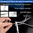 LEONTOOL Round Nylon Jaw Eyeglasses Frame Pliers Kit with Eyeglass Repair Screwdriver Optical Pliers Set