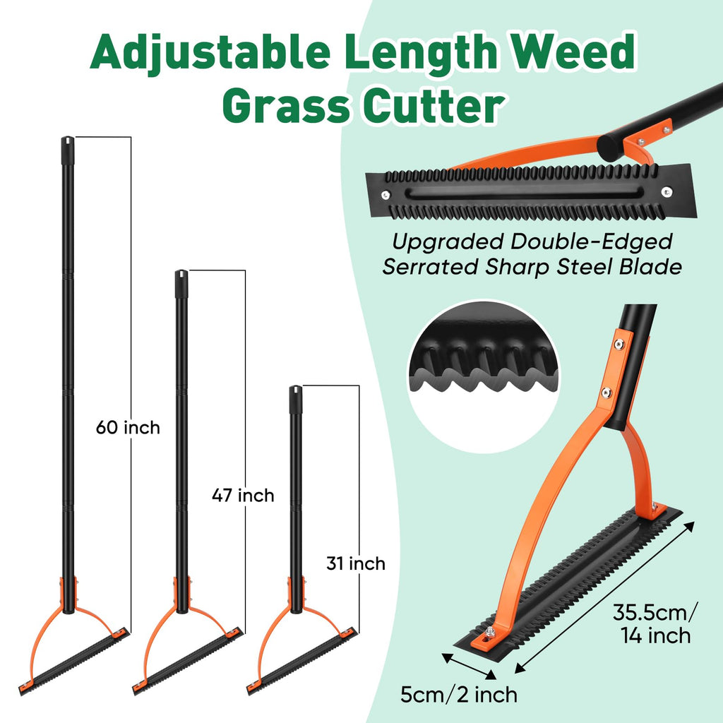 BlumWay 60 INCH Weed Grass Cutter, Double-Edged Serrated Sharp Steel Blade