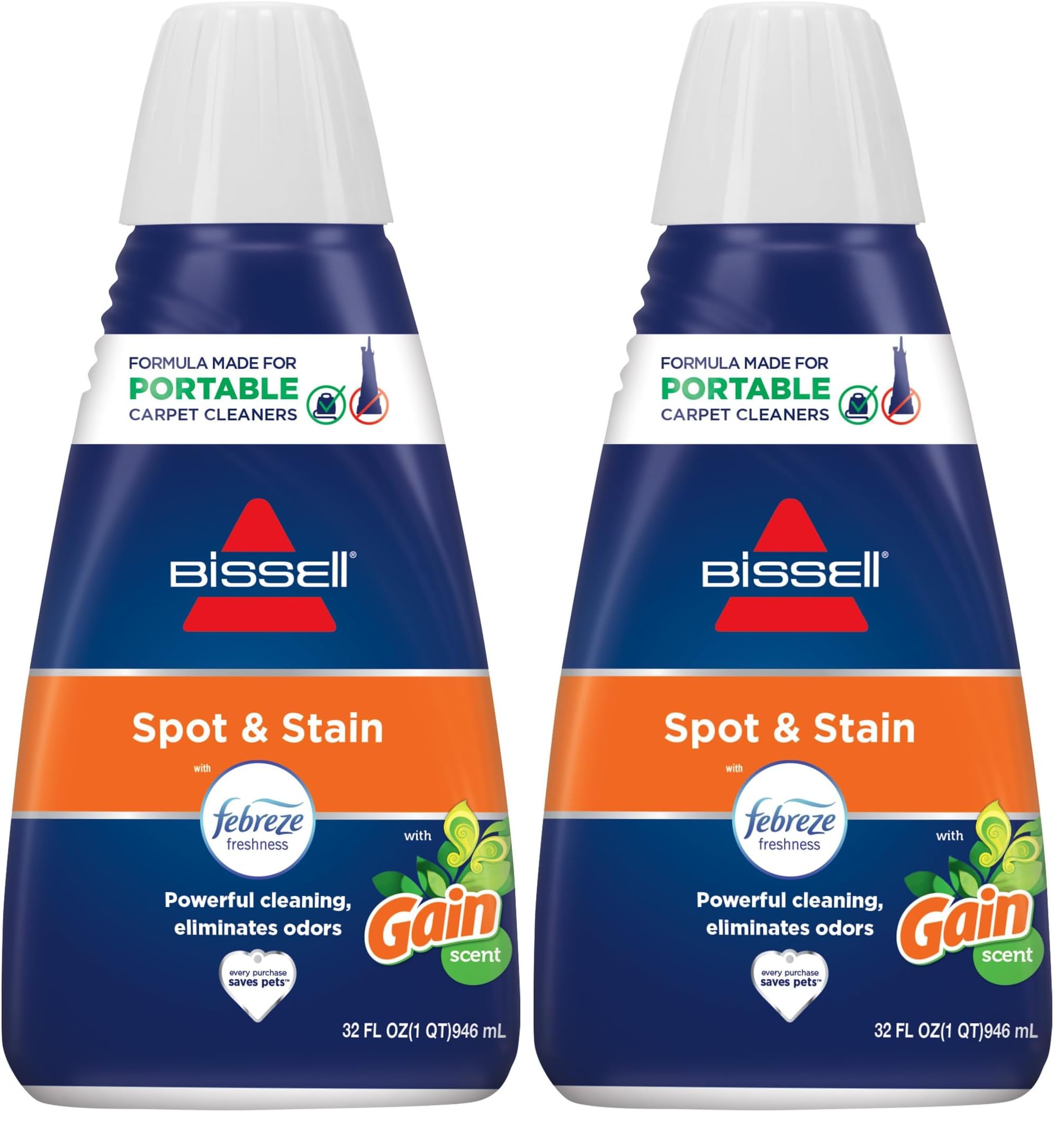 Bissell® Spot & Stain with Febreze + Gain Original Scent Formula for Little Green Devices,Portable Carpet Cleaners (3968),(Pack of 2)