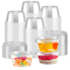 Clawsoff 1000 Sets 2 oz Jello Shot Cups with Lids,Disposable Plastic Portion Cups Bulk,Durable & Leak-proof Clear Portion Containers for Sauces, Dressings & Samples