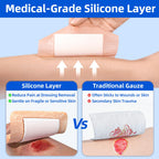 6" x 6" Silicone Super Absorbent Wound Dressing(16 Count) - Gentle Border Large Bandages for Pressure Ulcer, Surgical Wounds, Heavy Exudate Wound Care Pads