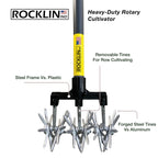 Heavy-Duty Rotary Cultivator with 2X Steel Tines for All Soil Types - Till, Aerate, Weed & Mix Soil | 60" Extra Long Handle