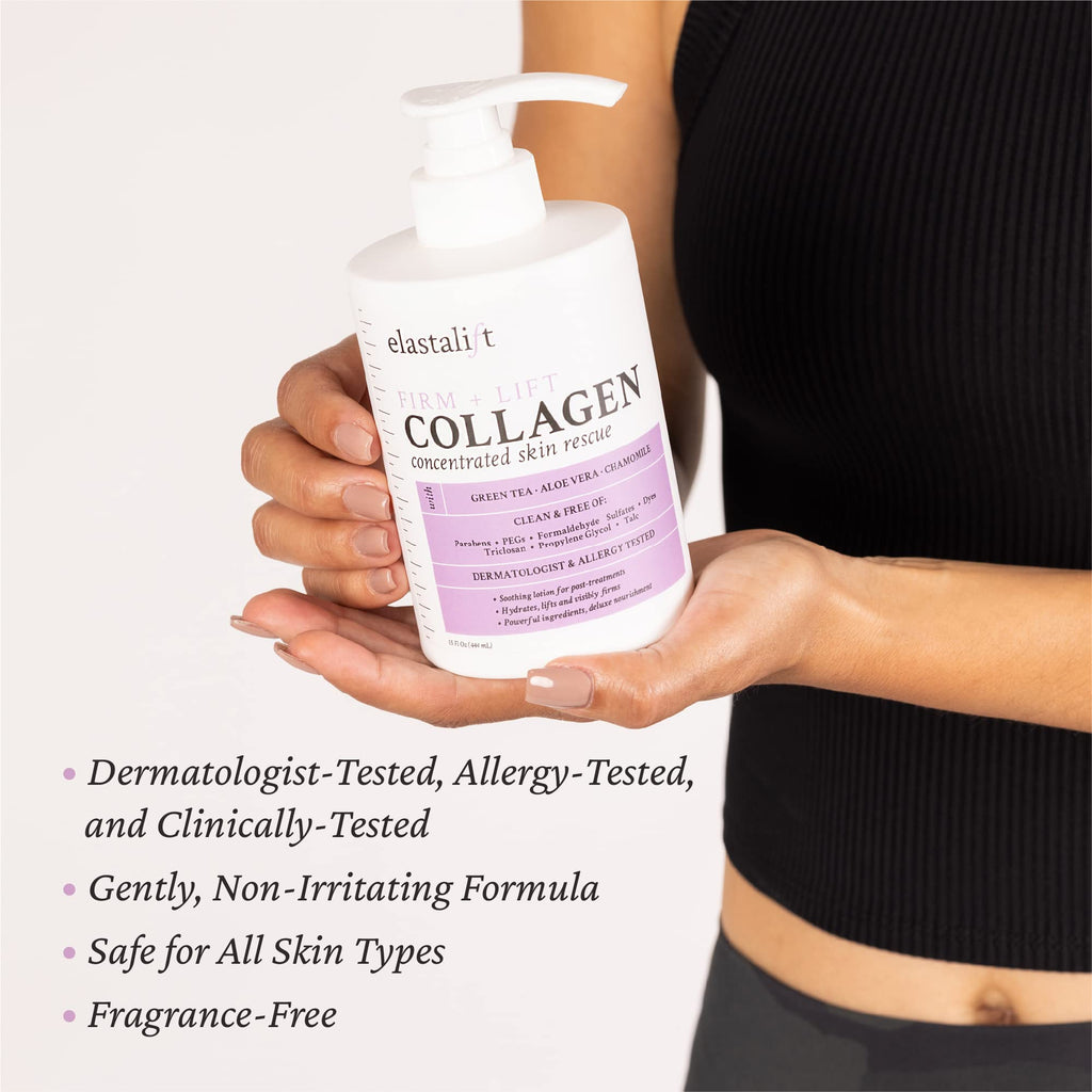 Elastalift Collagen Body Cream + Hyaluronic Acid Lotion Skin Care Set, Anti Aging Face & Body Moisturizer Dry Skin Rescue Creams For Wrinkle Control, Lifting, Firming, & Tightening Skin, 2-Pack