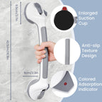 Reyiu Grab Bars for Bathtubs and Showers, 16.5 Inch Handicap Shower Handle Safety with Indicators, Suction Cup Grab Bar for Shower Chair Stool, Seniors, Elderly (2 Pack)